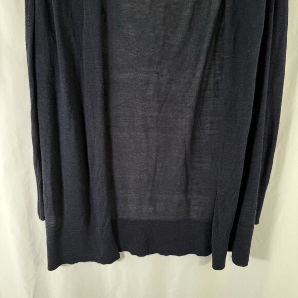 LOFT Cardigan Women's Medium Solid Blue Lightweight Ramie Blend Open Front - Picture 3 of 9